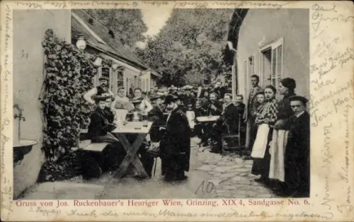 Ak Wien 19 Döbling Grinzing, Heuriger Jos. Ruckenbauer, Sandgasse No. 6, Gäste