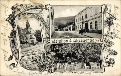 Ak Wien 17 Hernals Neuwaldegg, Dornbach, Endstation der Straßenbahn, alte Kapelle, J. Scheiderbauer