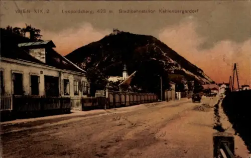 Ak Wien 19. Döbling Kahlenbergerdorf, Stadtbahnstation, Leopoldsberg