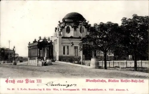 Ak Wien 13 Hietzing Österreich, Wienthalbahn, Station Kaiser-Bahnhof