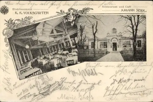Ak Wien 1 Innere Stadt, Etablissement K. k. Volksgarten, Restaurant und Café Johann Seidl
