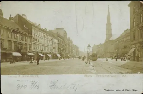 Ak Wien 2 Leopoldstadt, Praterstraße, Geschäfte, Straßenbahn
