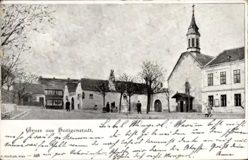 Ak Wien 19 Döbling Heiligenstadt, Platz, Kirche, Denkmal