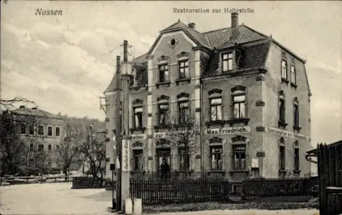 Ak Nossen bei Meißen, Restaurant zur Haltestelle