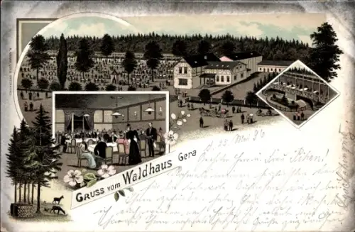 Litho Gera in Thüringen, Gasthaus Waldhaus, Saal