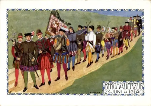 Künstler Ak Eberle, K., Jihlava Iglau Region Hochland, Berghauerzug, 24. Juni, Iglauer Festtage