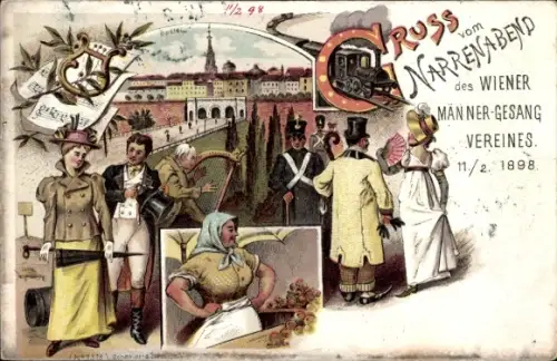 Litho Wien, Narrenabend des Wiener Männer-Gesang-Vereines, 11.2.1898