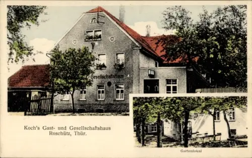 Ak Roschütz Gera in Thüringen, Koch's Gast- und Gesellschaftshaus, Gartenlokal