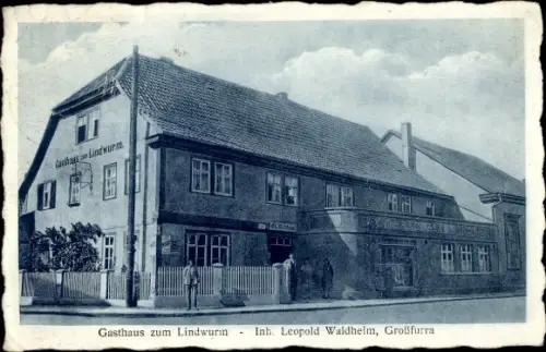 Ak Großfurra Sondershausen im Kyffhäuserkreis Thüringen, Gasthaus zum Lindwurm