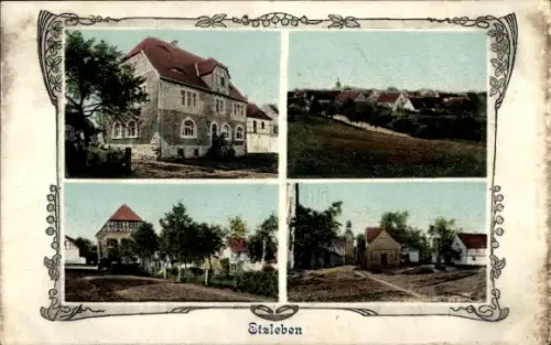 Passepartout Ak Etzleben in Thüringen, Teilansichten