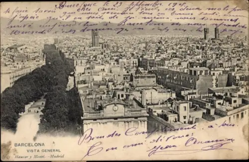 Ak Barcelona Katalonien Spanien, Gesamtansicht