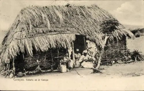 Ak Curaçao Niederländische Antillen Karibik, Hütte auf dem Land