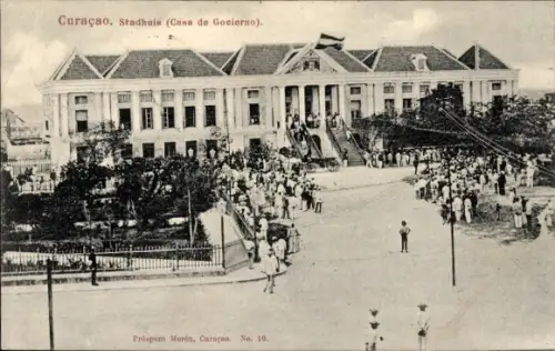 Ak Curaçao Niederländische Antillen Karibik, Stadhuis, Regierungsgebäude