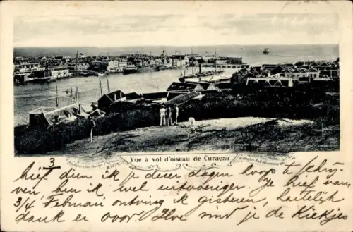 Ak Curaçao, Vogelschau auf den Ort