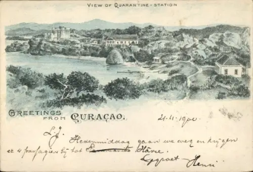 Litho Curaçao Niederländische Antillen Karibik, Quarantäne-Station