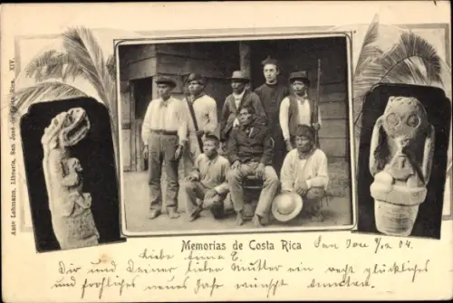 Ak Costa Rica, Männergruppe, Skulpturen