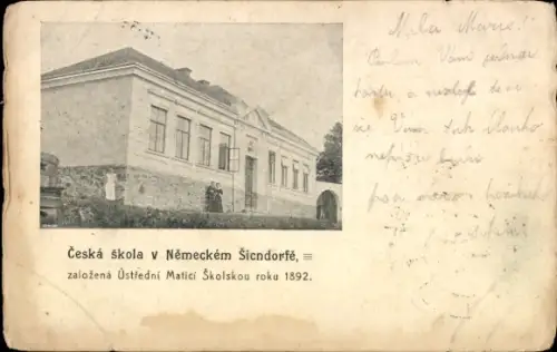Ak Německý Šicndorf Deutsch Schützendorf Německý Šicendorf Střelecká Hochland, Schule