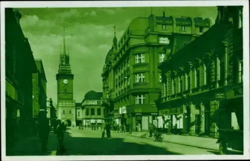 Ak Pardubice Pardubitz Stadt, Straße, Geschäfte