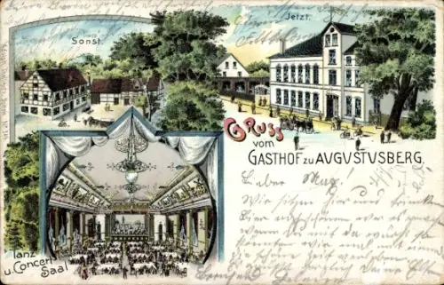 Litho Augustusberg Nossen in Sachsen, Gasthaus, Saal