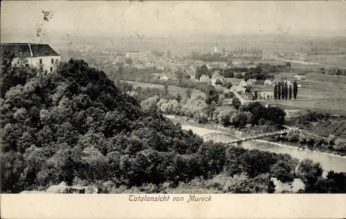 Ak Mureck Steiermark Österreich, Totalansicht der Ortschaft, Fluss, Brücke
