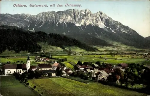 Photochromie Öblarn Steiermark, Gesamtansicht mit Grimming