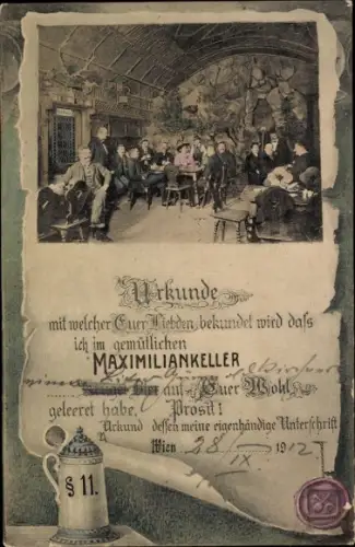 Ak Wien, Michael Königs Maximiliankeller, Maximilian-Straße 2