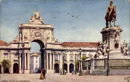 Künstler Ak Lisboa Lissabon Portugal, Praca do Commerco