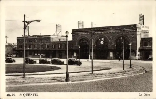 Ak Saint Quentin Aisne, Bahnhof