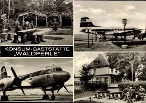 Ak Langenbernsdorf bei Werdau, Passagierflugzeug, FDJ, Interflug, Gaststätte Waldperle