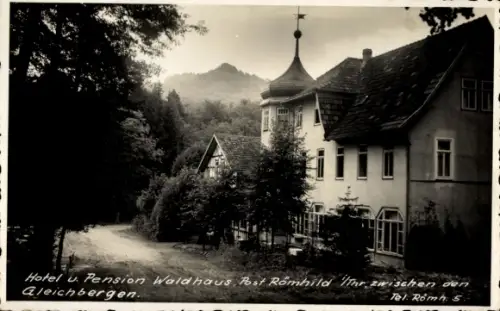 Ak Waldhaus Römhild in Thüringen, Hotel u. Pension Waldhaus, Post Romhild, Zwischen den Gleichber