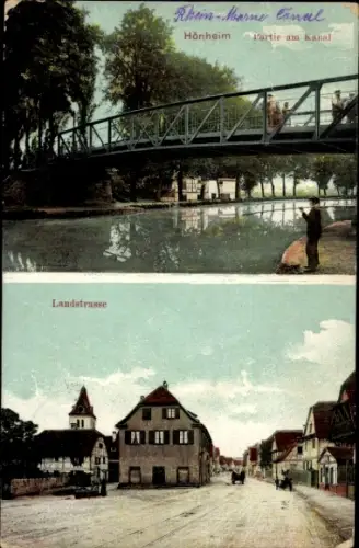 Ak Hœnheim Elsass Bas Rhin, Landstraße, Rhein-Marne Kanal