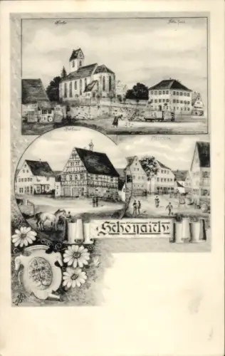 Ak Schönaich in Württemberg, Kirche, Rathaus