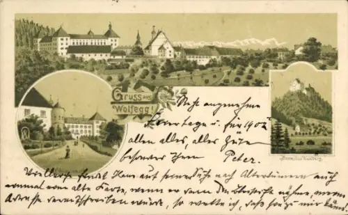 Litho Wolfegg in Württemberg, Panorama, Teilansichten