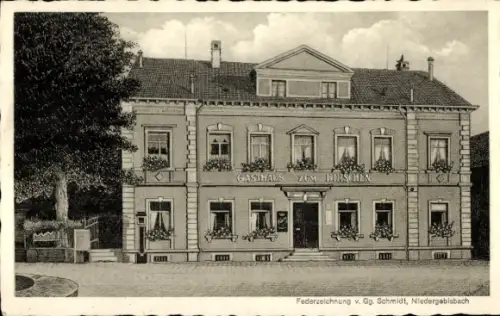 Künstler Ak Schmidt, Gg., Brombach Lörrach Baden, Gasthaus zum Hirschen, Inh. Fritz Weber-Herbster