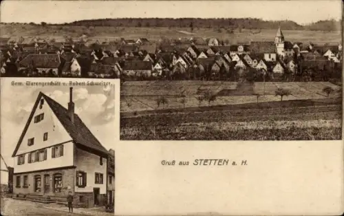Ak Stetten am Heuchelberg Schwaigern in Württemberg, Gesamtansicht, Geschäftshaus Robert Schweizer