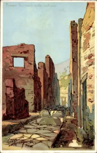 Künstler Litho Pompei Campania Italien, Un vicolo dela suburra