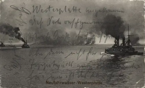 Ak Nowy Port Neufahrwasser Gdańsk Danzig, Westerplatte, Flotte in Kiellinie, Torpedobootsflottille