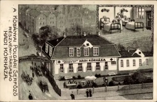 Ak Budapest Ungarn, Hadi Korhaza