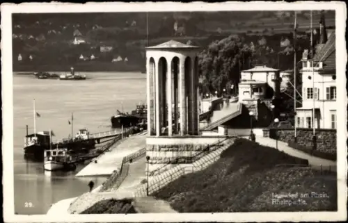 Ak Neuwied am Rhein, Bootsanlegestelle, Pavillon