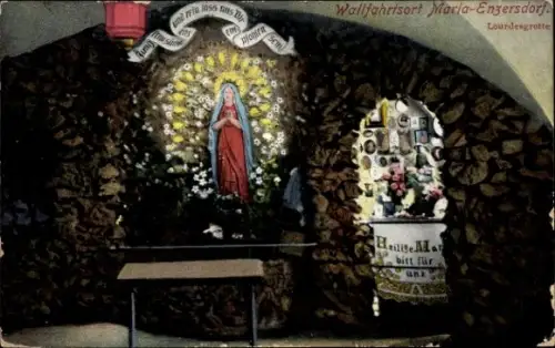 Ak Maria Enzersdorf Niederösterreich, Lourdesgrotte, Heiligenbild