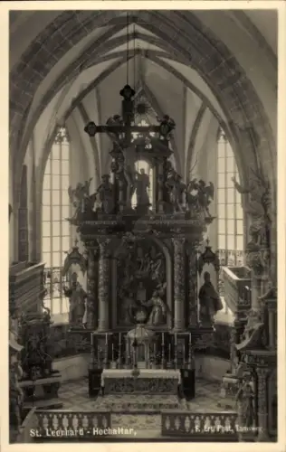 Foto Ak St. Leonhard in Kärnten, Wallfahrtskirche, Hochaltar