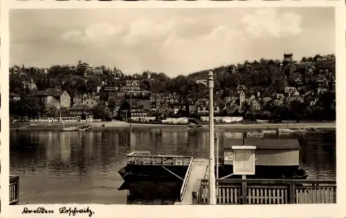 Ak Dresden Loschwitz, Bootsanlegestelle, Stadt