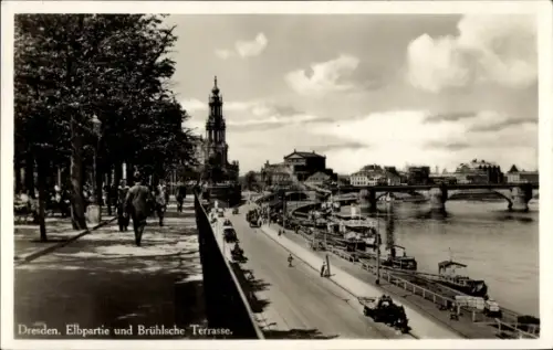 Ak Dresden Loschwitz, Elbpartie und Brühlsche Terrasse