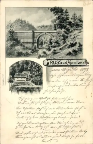 Künstler Ak Ochenbruck Schwarzenbruck in Mittelfranken, Kanalbrücke