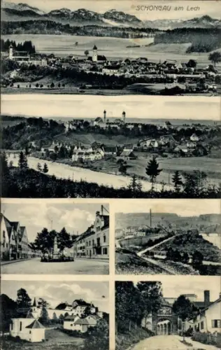Ak Schongau am Lech Oberbayern, Gesamtansicht, Platz, Teilansichten
