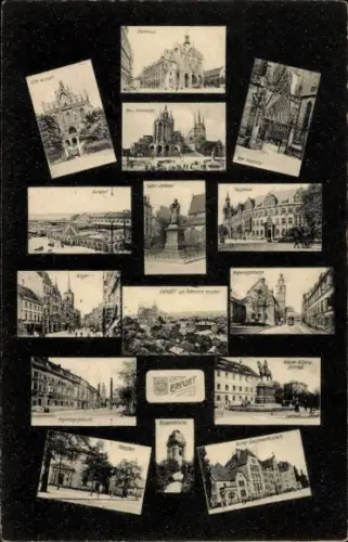 Ak Erfurt in Thüringen, Dom, Severikirche, Rathaus, Regierungsstraße, Bahnhof, Anger