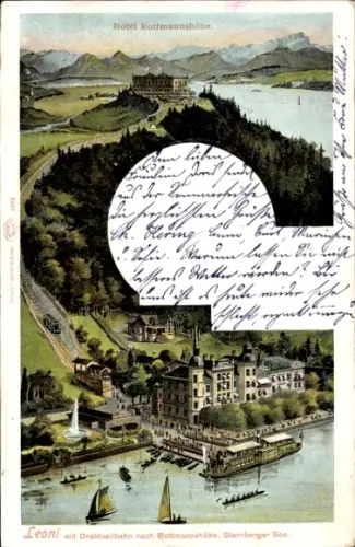 Ak Berg am Starnberger See in Oberbayern, Leoni mit Drahtseilbahn