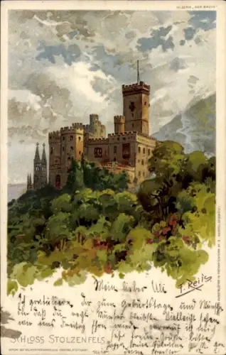 Künstler Ak Reiss, Fritz, Capellen Kapellen Stolzenfels Koblenz am Rhein, Schloss Stolzenfels