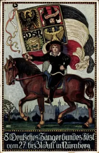 Künstler Ak Nürnberg in Mittelfranken Bayern, 8. Deutsches Sängerbundesfest, 27. - 31.7.1912