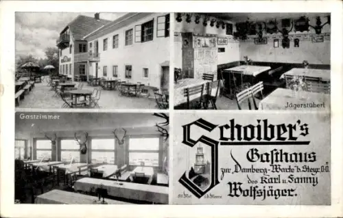 Ak St Ulrich bei Steyr Oberösterreich, Dambergwarte, Schoiber's Gasthaus, Karl u. Fanny Wolfsjäger